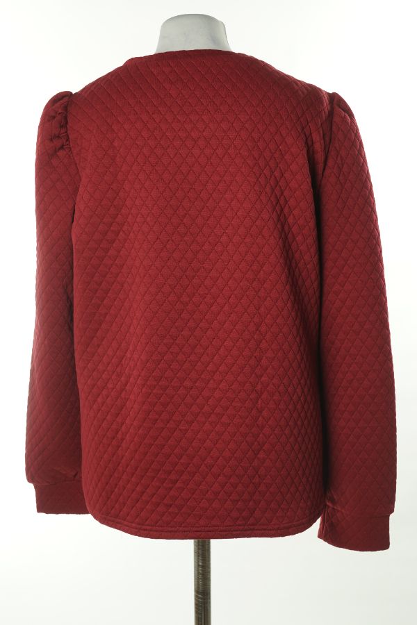 Bluza bordowa pikowana - SHEIN zdjęcie 2