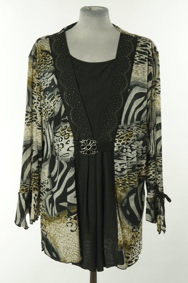 Bluzka biało-czarna z ozdobną klamrą - BRAK METKI Z NAZWĄ PRODUCENTA zdjęcie 1