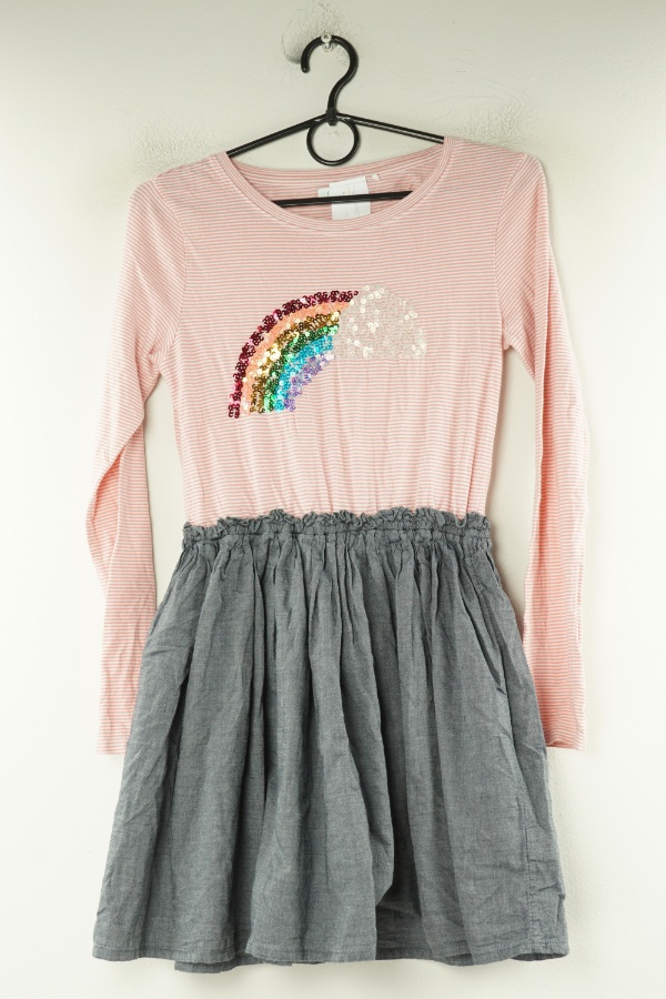 Sukienka różowo - biała z granatowym dołem - NEXT zdjęcie 1