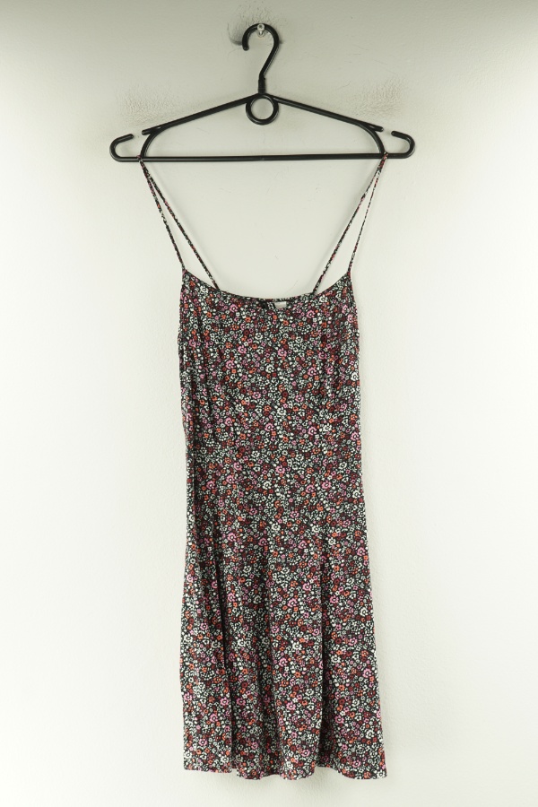 Sukienka czarna w drobne różowe kwiatki - H&M zdjęcie 1
