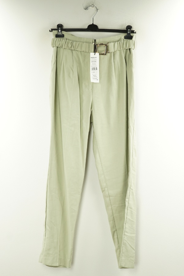 Spodnie jasnozielone materiałowe z paskiem - MORGAN zdjęcie 1
