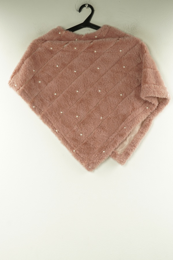 Poncho różowe z perełkami - BRAK METKI Z NAZWĄ PRODUCENTA zdjęcie 1