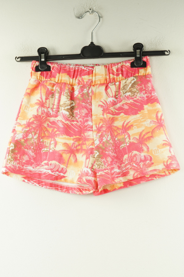 Krótkie spodenki różowo - pomarańczowe w palmy - RIVER ISLAND zdjęcie 1