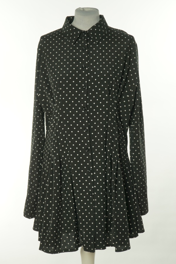 Sukienka czarna w białe kropki - CHICME zdjęcie 1