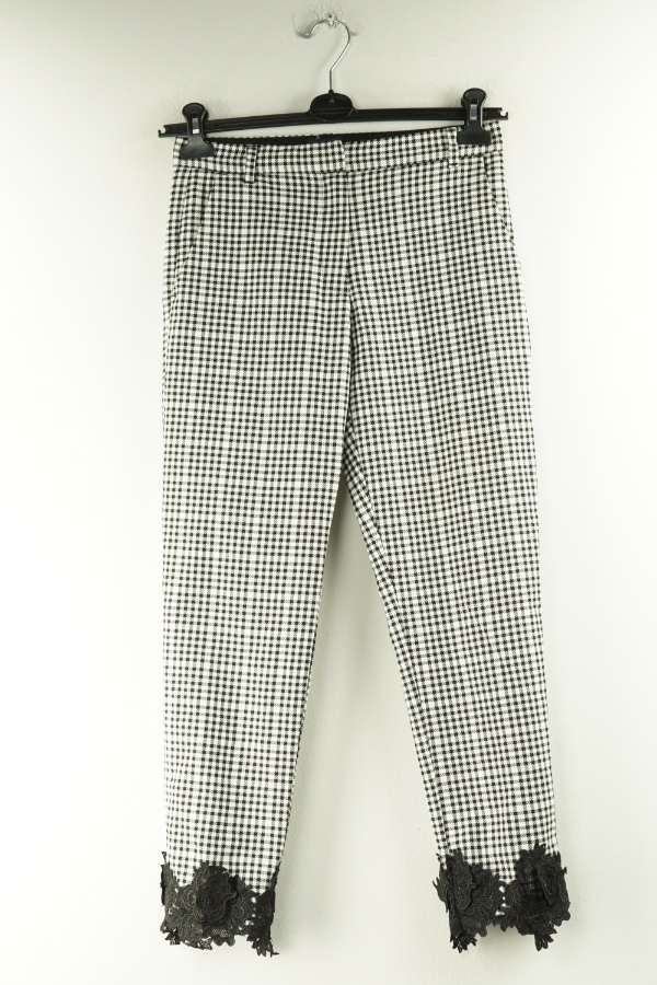 Spodnie materiałowe biało-czarne w kratkę - RIVER ISLAND zdjęcie 1
