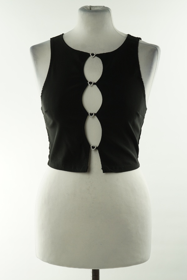 Top czarny serduszka, H&M - H&M zdjęcie 1