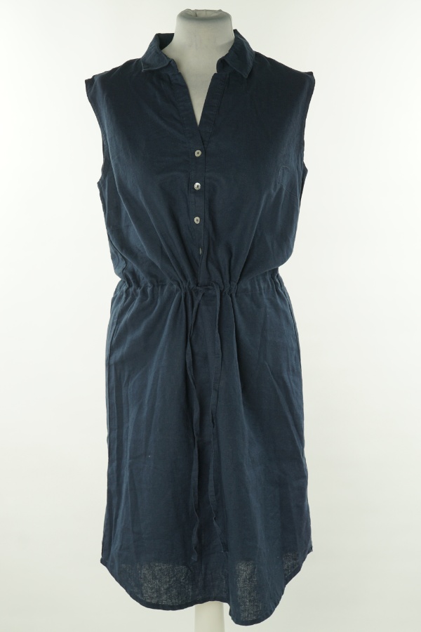 Sukienka granatowa ze ściąganiem w talii - ESMARA zdjęcie 1