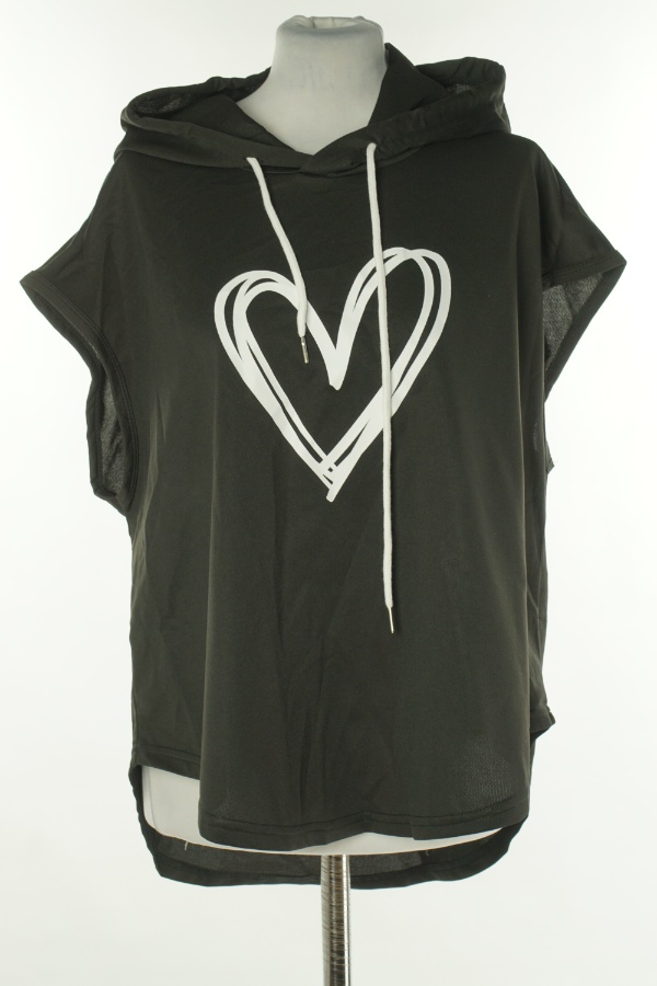 Bluzka czarna serce z kapturem - BRAK METKI Z NAZWĄ PRODUCENTA zdjęcie 1