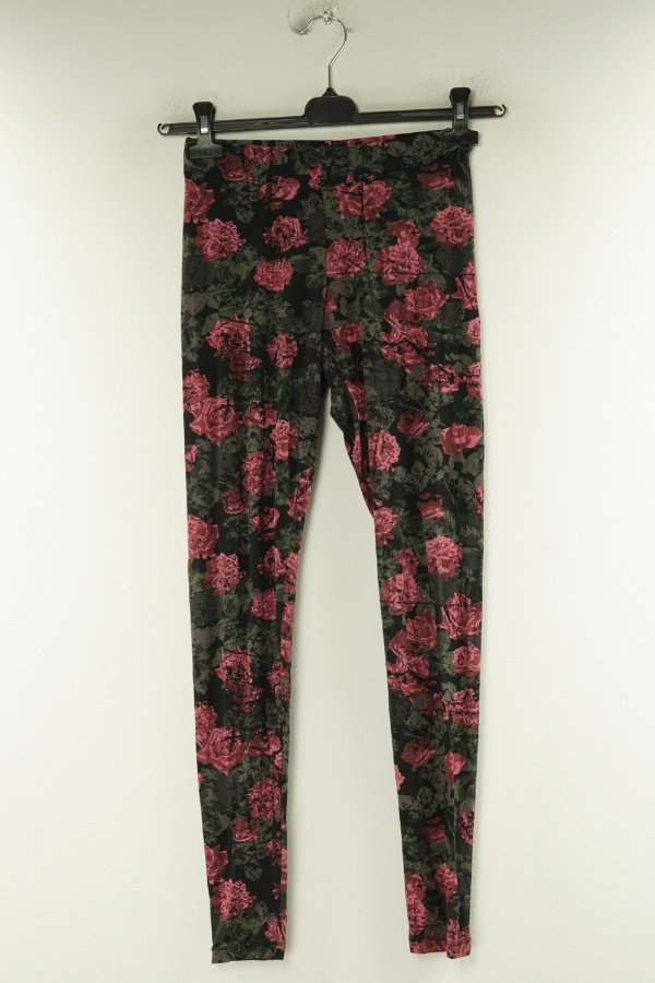 Legginsy czarne w bordowe wzory - MYWEAR zdjęcie 1