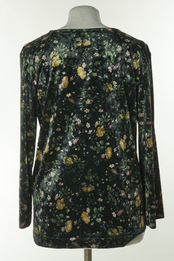 Bluzka welurowa czarna w kwiaty - FLASH WOMAN zdjęcie 2