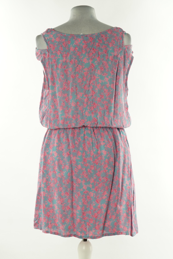 Sukienka szara w różowe kwiatki z gumką w talii - HENRY HOLLAND zdjęcie 2