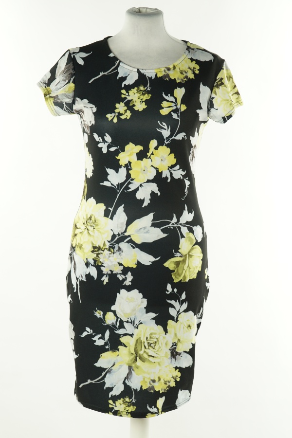 Sukienka czarna w żółto-białe kwiaty - BOOHOO zdjęcie 1