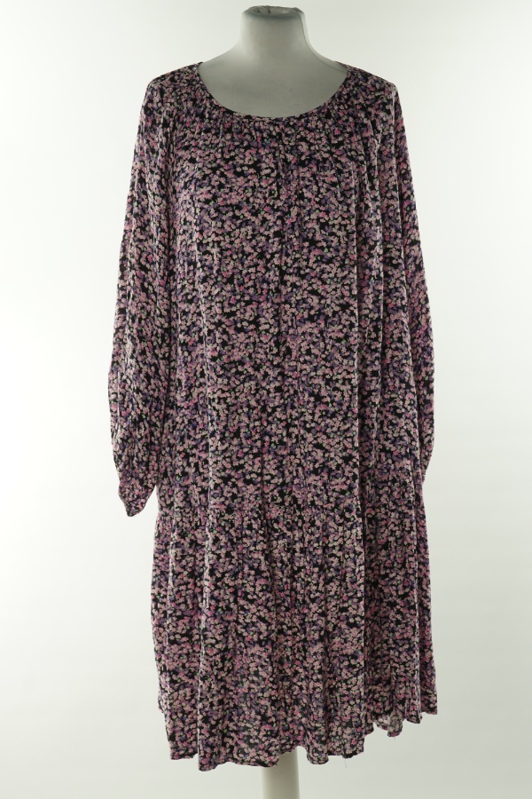 Sukienka czarna w różowe i fioletowe kwiaty, 100% wiskoza H&M - H&M zdjęcie 1