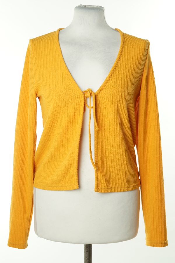 Narzutka żółta prążkowana wiązana, H&M - H&M zdjęcie 1