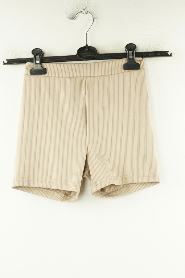 Krótkie spodenki beżowe prążkowane kolarki - BRAK METKI Z NAZWĄ PRODUCENTA zdjęcie 1