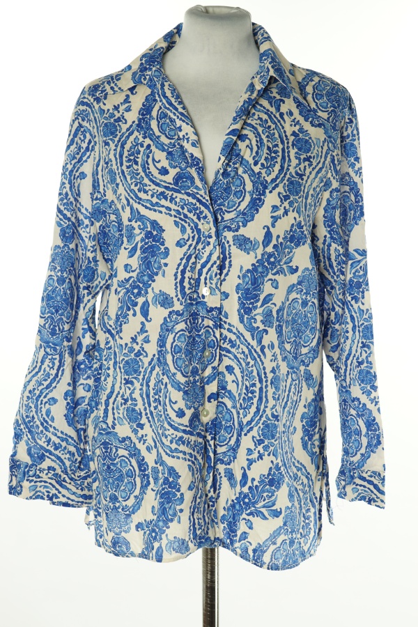 Koszula biało-niebieska wzorzysta, ZARA - ZARA zdjęcie 1