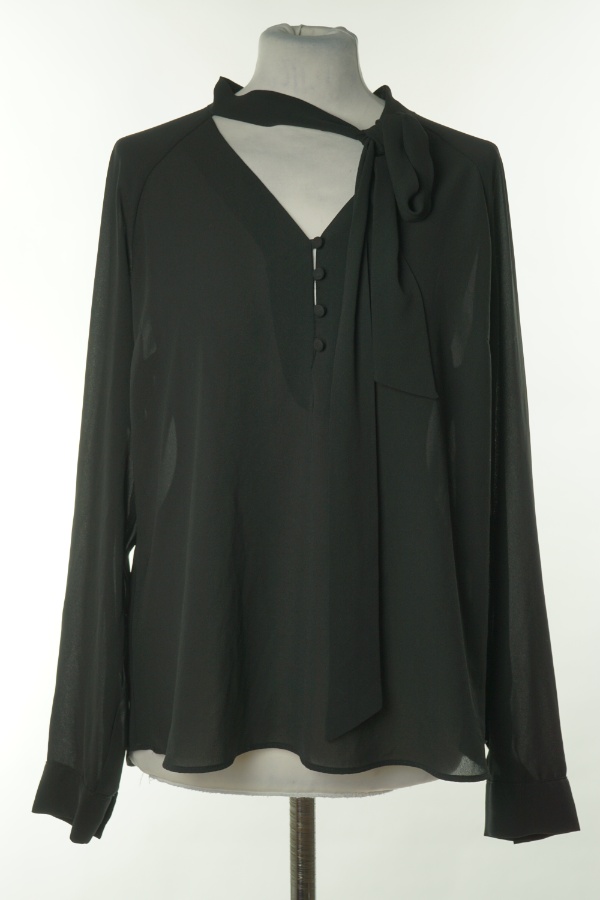 Bluzka czarna z wiązaniem i guzikami - PRIMARK zdjęcie 1