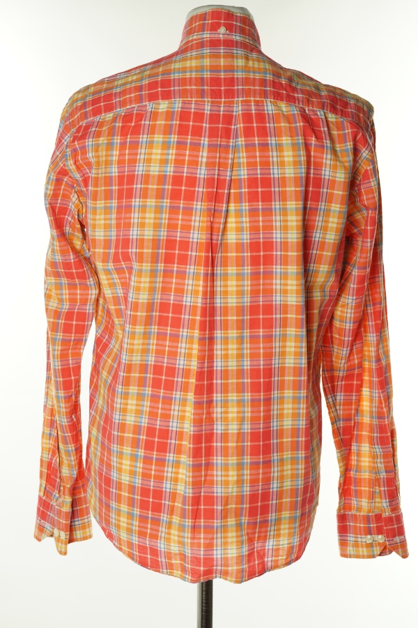 Koszula koralowo-żółta w kratkę(30%LNU) - ETON zdjęcie 2