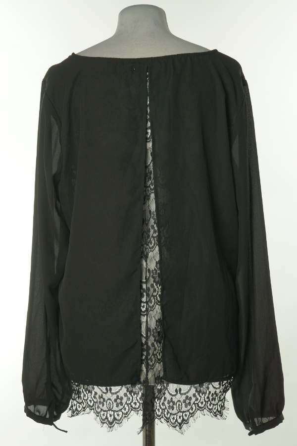 Bluzka czarna z koronkową wstawką z tyłu - AMISU zdjęcie 2