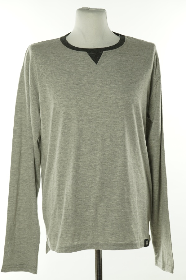 Bluzka szara gładka z długim rękawem - QATAR zdjęcie 1