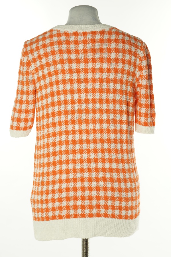 Bluzka sweterkowa pomarańczowo-biała w kratkę - M&S zdjęcie 2