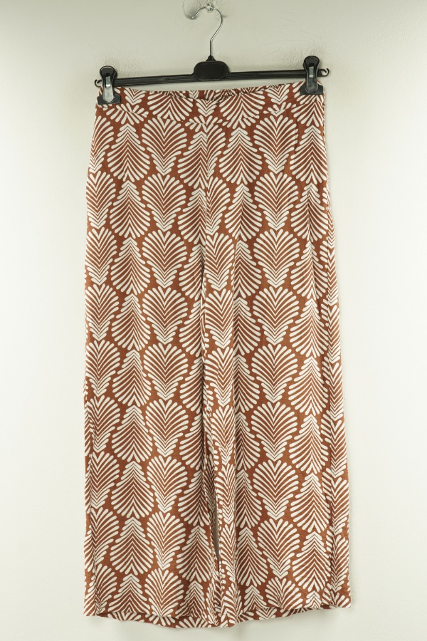 Spodnie materiałowe brązowe w białe wzory - PRIMARK zdjęcie 1