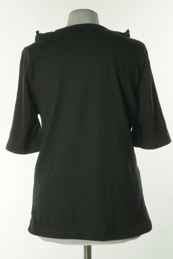 Bluzka czarna sweterkowa z marszczoną falbaną - BRAK METKI Z NAZWĄ PRODUCENTA zdjęcie 2