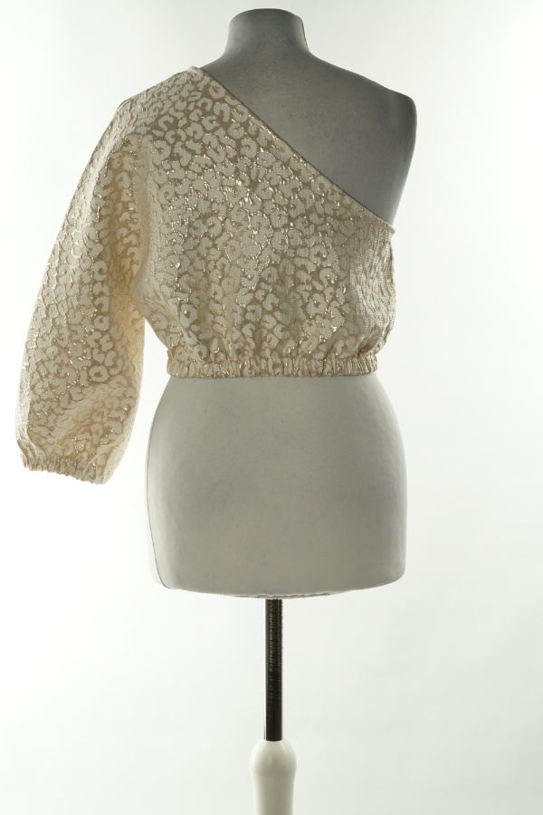 Bluzka biała w złote wzory - PREETY LITTLE THING zdjęcie 2