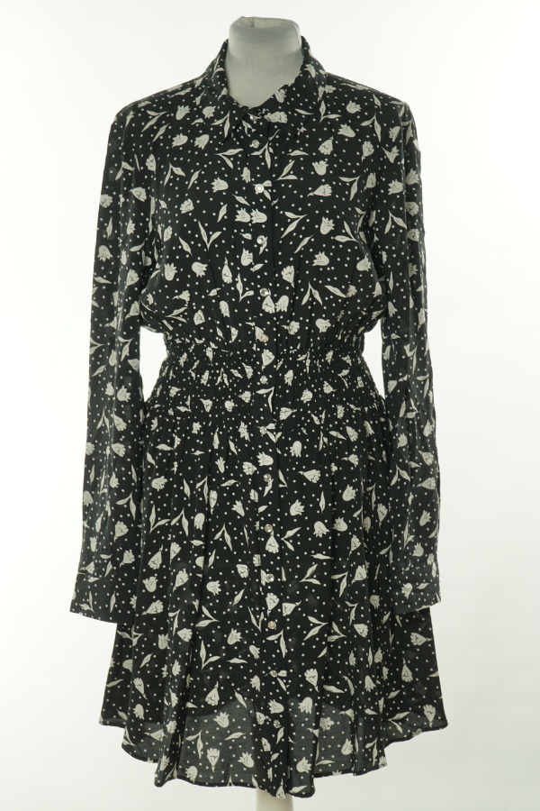 Sukienka zapinana czarna w białe kropki i kwiatki - RIVER ISLAND zdjęcie 1