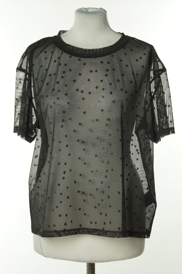 Bluzka prześwitująca czarna siateczkowa w gwiazdki - H&M zdjęcie 1