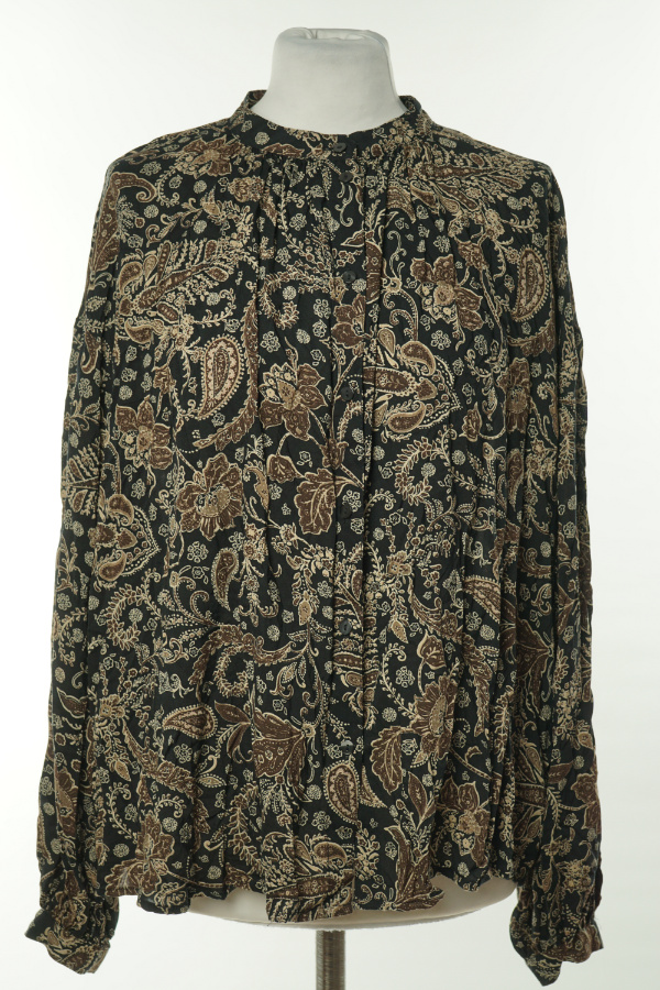 Koszula czarna w beżowo - brązowe wzory, 100% wiskoza, H&M - H&M zdjęcie 1