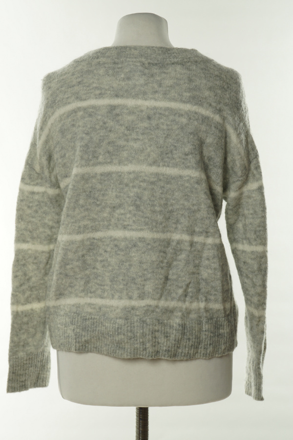 Sweter szary w biełe paski, w składzie wełna (13%) H&M - H&M zdjęcie 2