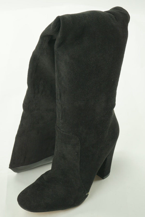 Kozaki czarne zamszowe z cholewką za kolano - BRAK METKI Z NAZWĄ PRODUCENTA zdjęcie 1