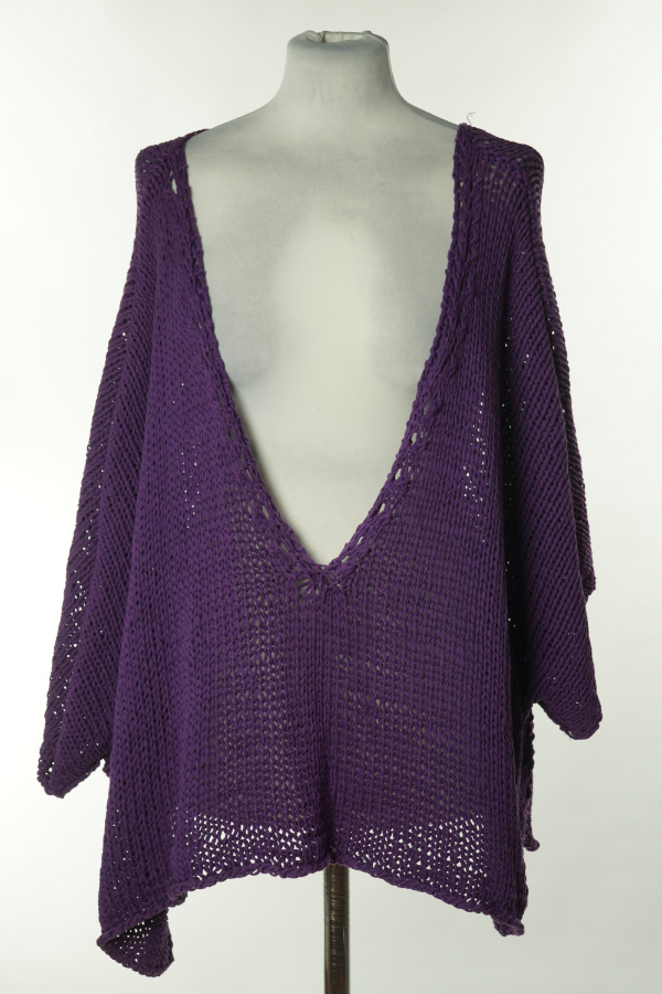Sweter fioletowy ażurowy nietoperek - BARBARA SPEEL zdjęcie 1