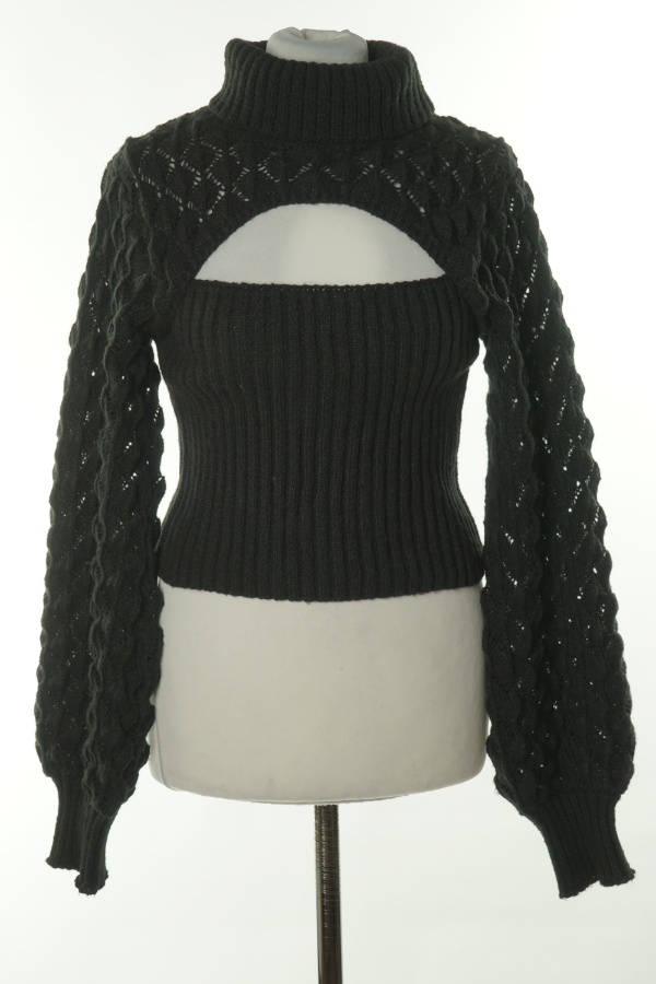 Sweter czarny z wycięciem - SHEIN zdjęcie 1