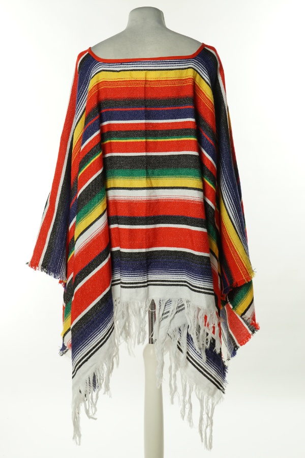 Ponczo czerwono-granatowy w paski - BRAK METKI Z NAZWĄ PRODUCENTA zdjęcie 2