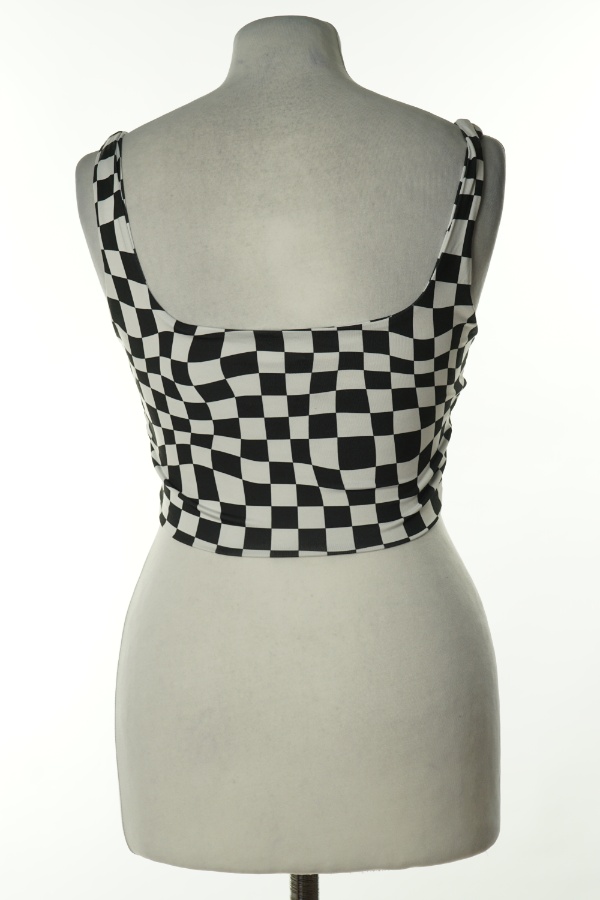 Top biało - czarny - BERSHKA zdjęcie 2