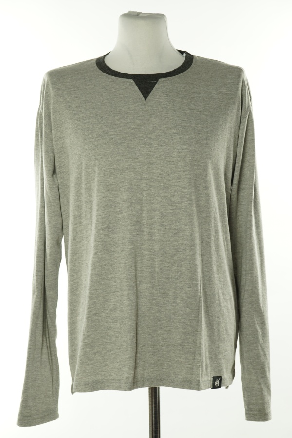 Bluzka szara gładka z długim rękawem - QATAR zdjęcie 1