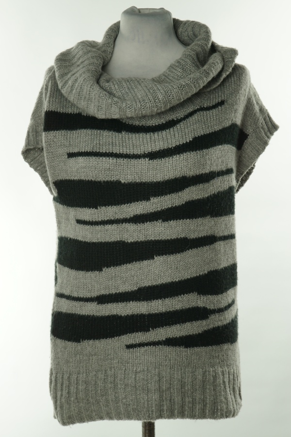 Kamizelka sweterkowa szaro-czarna w paski - JANE NORMAN zdjęcie 1