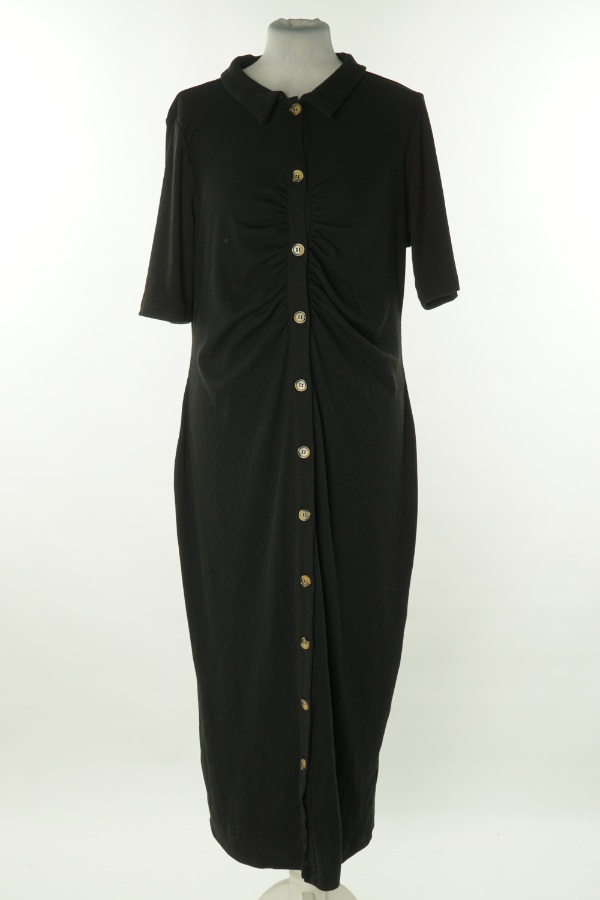 Sukienka czarna z kołnierzykiem długa - F&F zdjęcie 1