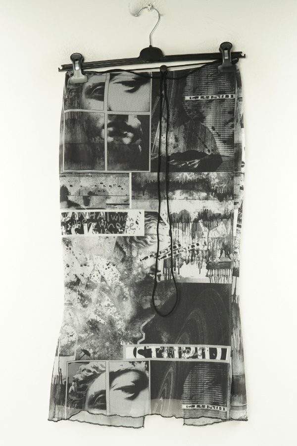 Spódnica czarno-szara z siateczkowym wierzchem - SHEIN zdjęcie 1