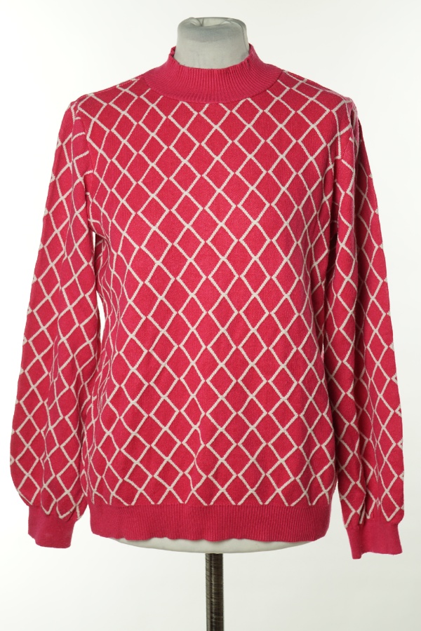 Sweter różowy w białe romby - SAVIDA zdjęcie 1