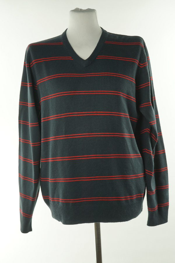 Sweter granatowy w czerwone paski - MARKS & SPENCER zdjęcie 1