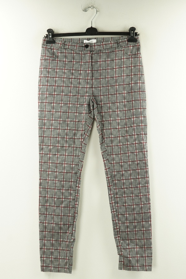 Spodnie materiałowe biało-czarne w kratkę elastyczne - PRIMARK zdjęcie 1