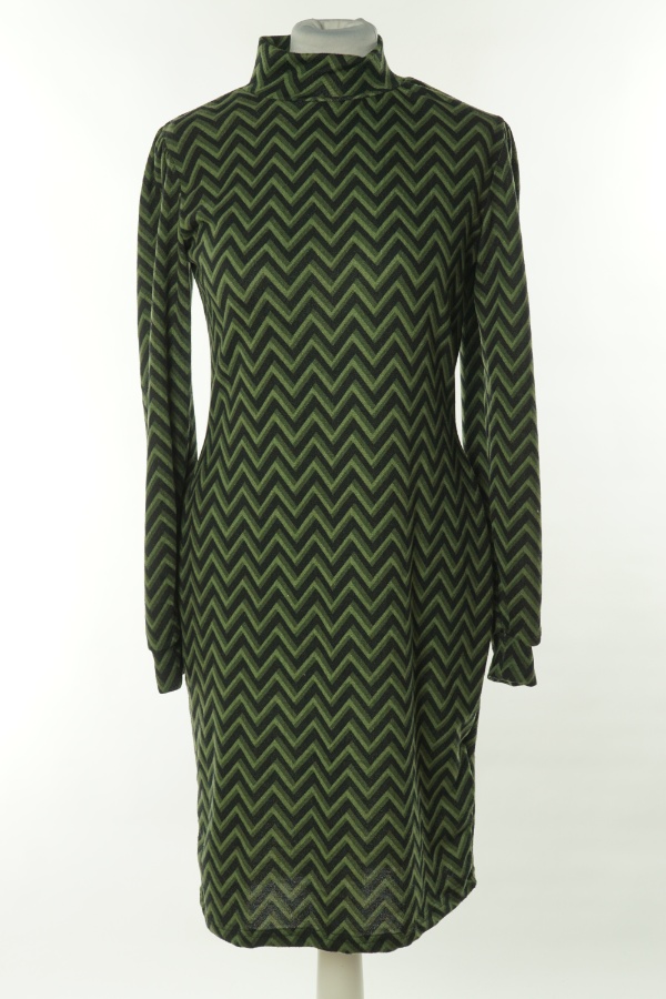 Sukienka zielono-czarna w jodełkę - BRAK METKI Z NAZWĄ PRODUCENTA zdjęcie 1