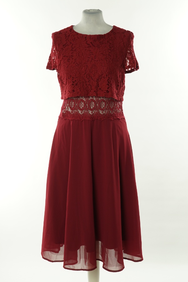 Sukienka wiśniowa z koronkową górą - BOOHOO zdjęcie 1