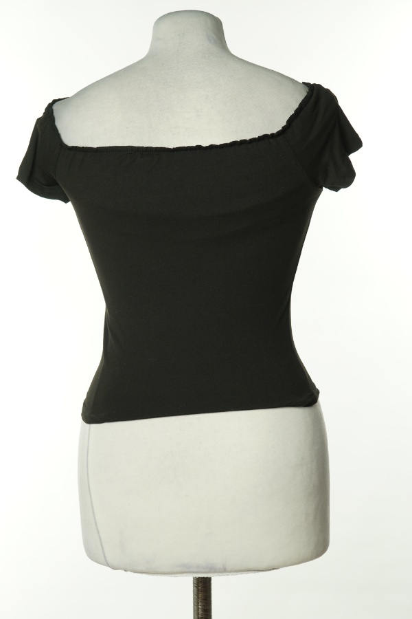 Koszulka czarna z marszczeniami przy rękawach - SHEIN zdjęcie 2