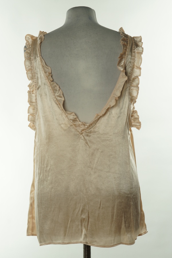 Bluzka beżowa na ramiączkach z falbankami - H&M zdjęcie 2