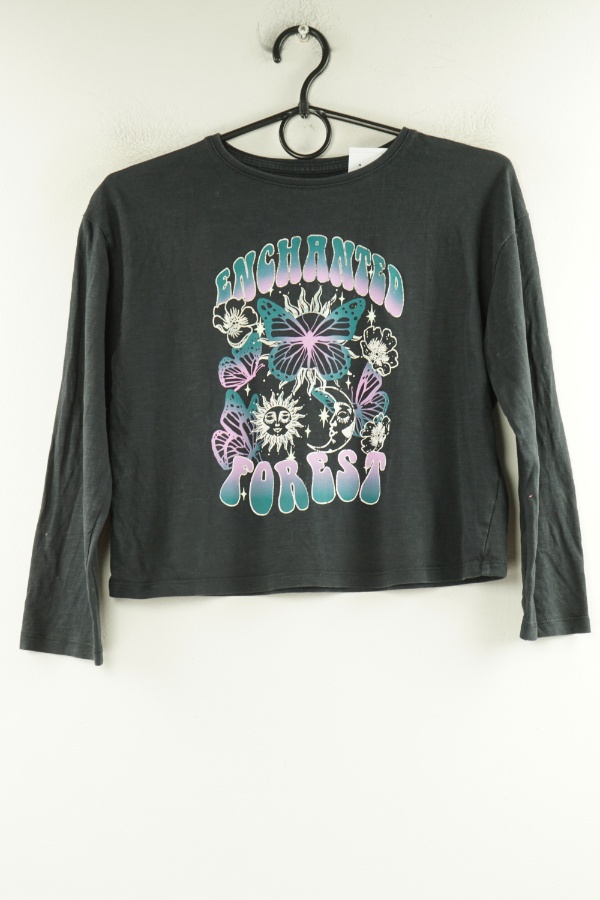 Bluzka grafitowa z nadrukiem i napisem - TU zdjęcie 1