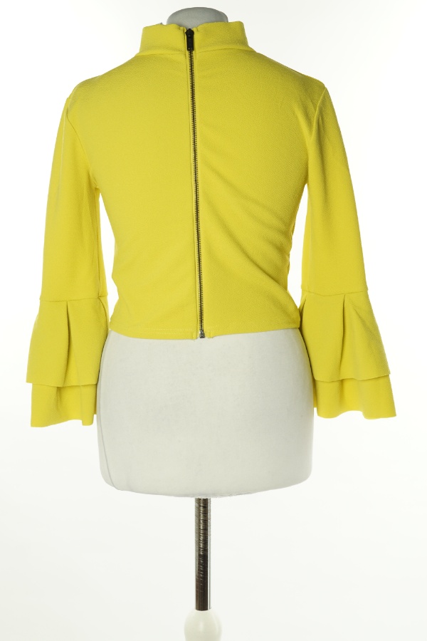 Bluzka limonkowa z falbaniastymi rękawami - BRAK METKI Z NAZWĄ PRODUCENTA zdjęcie 2